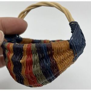 MINI Waxed Wicker‎ BUTTOCKS BASKET Gods Eye Handcrafted 3"